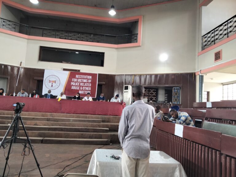 Picture of a witness testifying before the Oyo State Judicial Panel of Inquiry on March 10, 2021