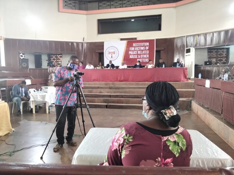 Picture of a witness testifying at the Oyo State Judicial Panel of Inquiry on March 4, 2021