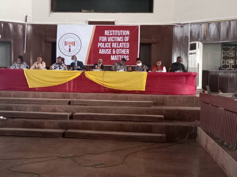 Picture of panellists at the Oyo State Judicial Panel of Inquiry sitting on April 21, 2021