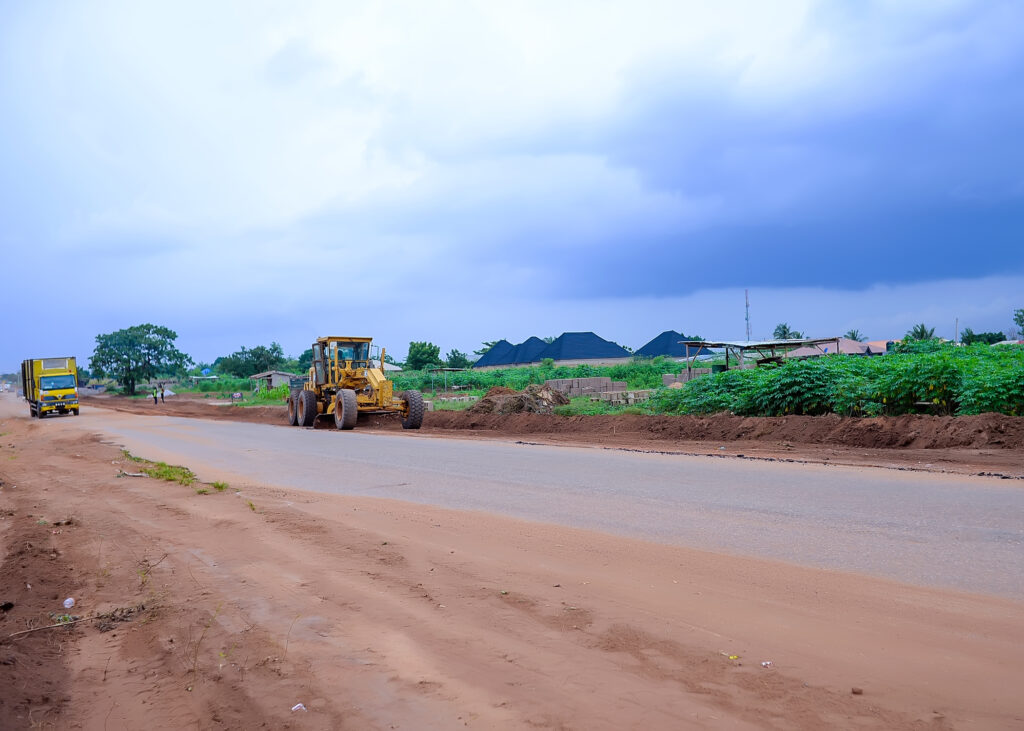 Picture of the reconstruction Oyo-Iseyin Road taken on July 16, 2021