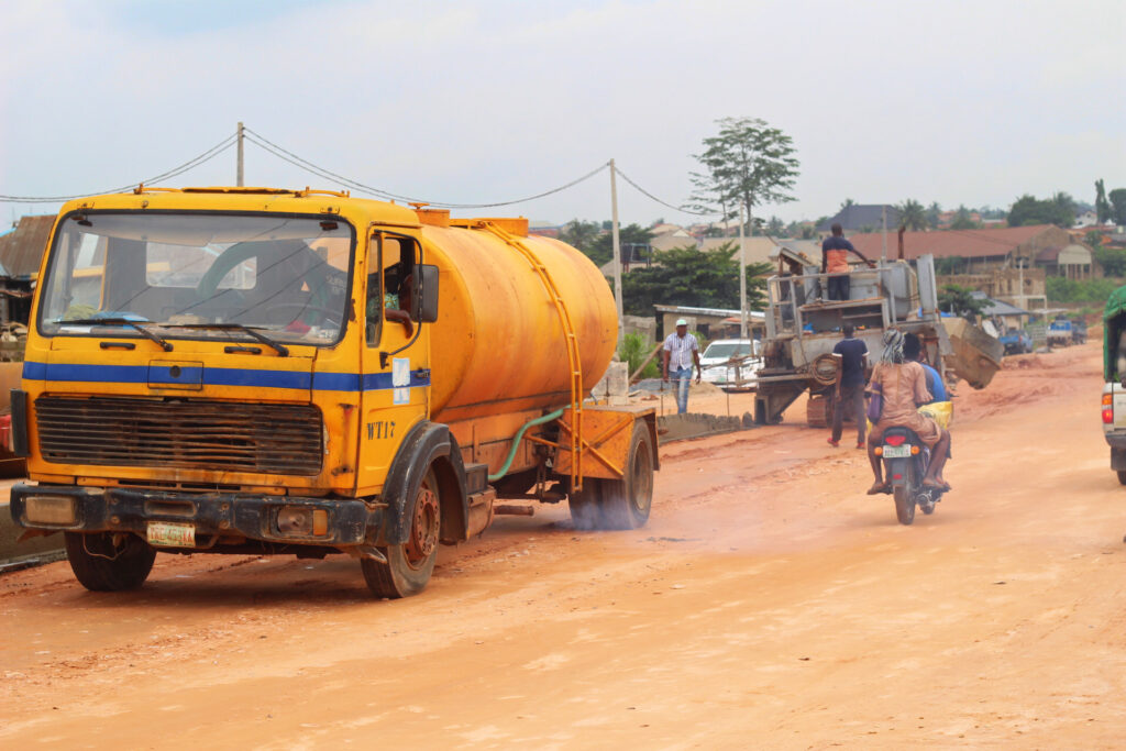 Picture of construction of Challenge-Odo Ona Elewe-Apata Road taken on August 9, 2021