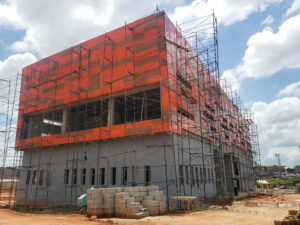 Picture of the Challenge Bus Terminal construction taken on September 30, 2021
