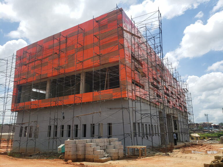 Picture of the Challenge Bus Terminal construction taken on September 30, 2021