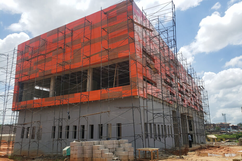 Picture of the Challenge Bus Terminal construction taken on September 30, 2021