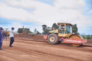 Picture of the reconstruction of Oyo-Iseyin Road taken on October 7, 2021