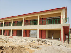 Picture of the ongoing construction of GSM International Market, Ibadan taken on December 20, 2021