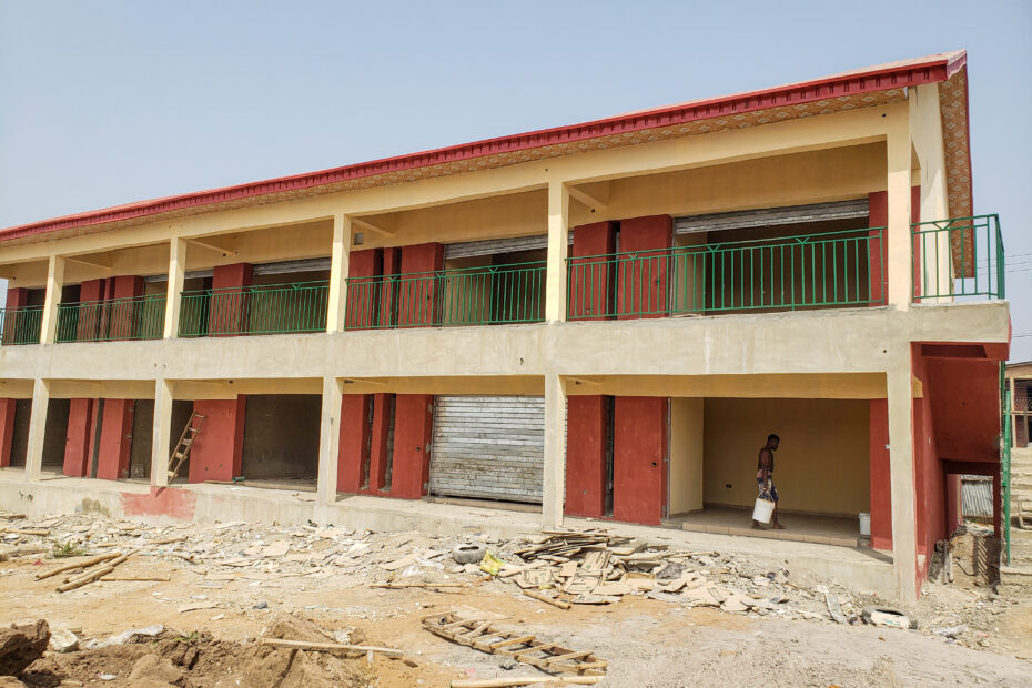 Picture of the ongoing construction of GSM International Market, Ibadan taken on December 20, 2021