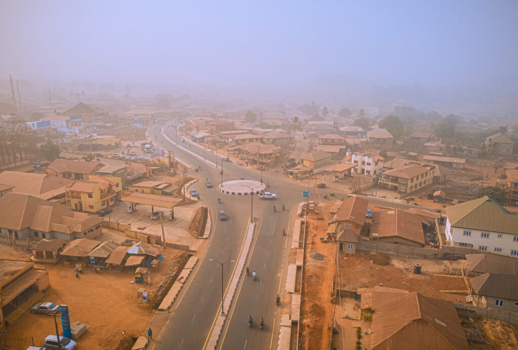 Picture of the 9.7km Saki Township Road dualisation project taken on January 28, 2022