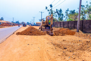 Picture of Ibadan Airport Road dualisation project taken on January 24, 2022
