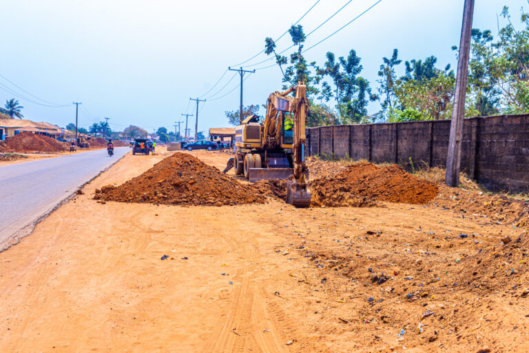 Picture of Ibadan Airport Road dualisation project taken on January 24, 2022