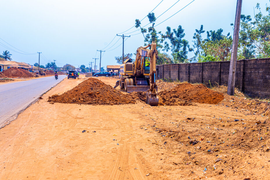 Picture of Ibadan Airport Road dualisation project taken on January 24, 2022