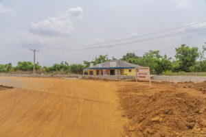 Picture of Ibadan Airport Road dualisation project taken on March 25, 2022