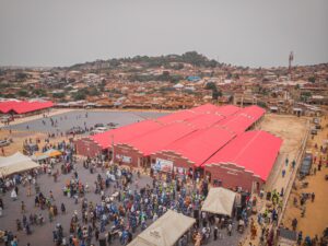 Aerial shot of the new Sasa Market taken during the commissioning on May 17, 2022