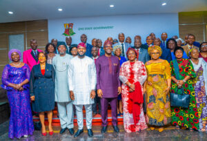 Governor Seyi Makinde at the swearing-in ceremony of permanent secretaries and others