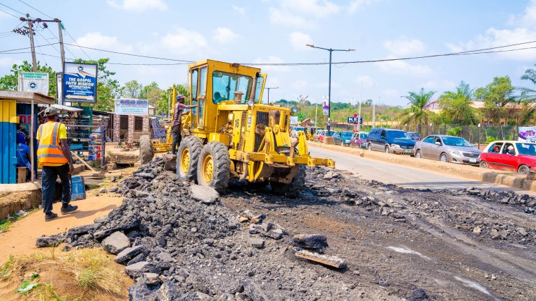 Picture of the ongoing rehabilitation of Ibadan-Iwo-Osogbo Road taken on January 30, 2023
