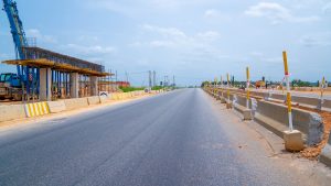 Picture of the construction of bridges and interchanges at the East End Wing (32 km) of the 110 km Senator Rashidi Ladoja Circular Road taken on April 17, 2023