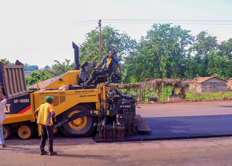 Picture of the ongoing reconstruction of Oyo-Iseyin Road taken on April 17, 2023
