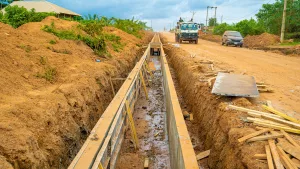 Picture of the ongoing reconstruction of the Ido-Eruwa Road, taken on August 21, 2023