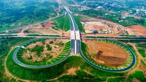 Picture of the construction of bridges and interchanges on the East End Wing of the 110 km Senator Rashidi Ladoja Circular Road taken on 6th November 2023