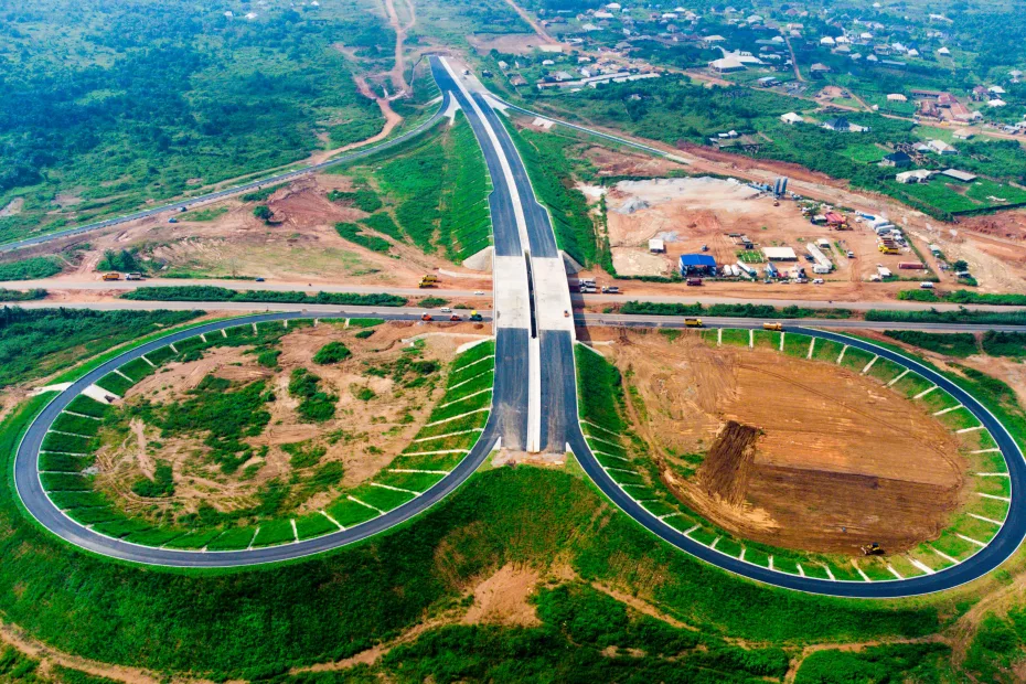 Picture of the construction of bridges and interchanges on the East End Wing of the 110 km Senator Rashidi Ladoja Circular Road taken on 6th November 2023