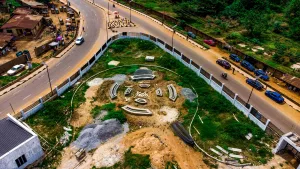 Picture of the construction of Dr Omololu Olunloyo Park, Ibadan taken on 21st November 2023
