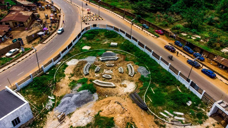 Picture of the construction of Dr Omololu Olunloyo Park, Ibadan taken on 21st November 2023