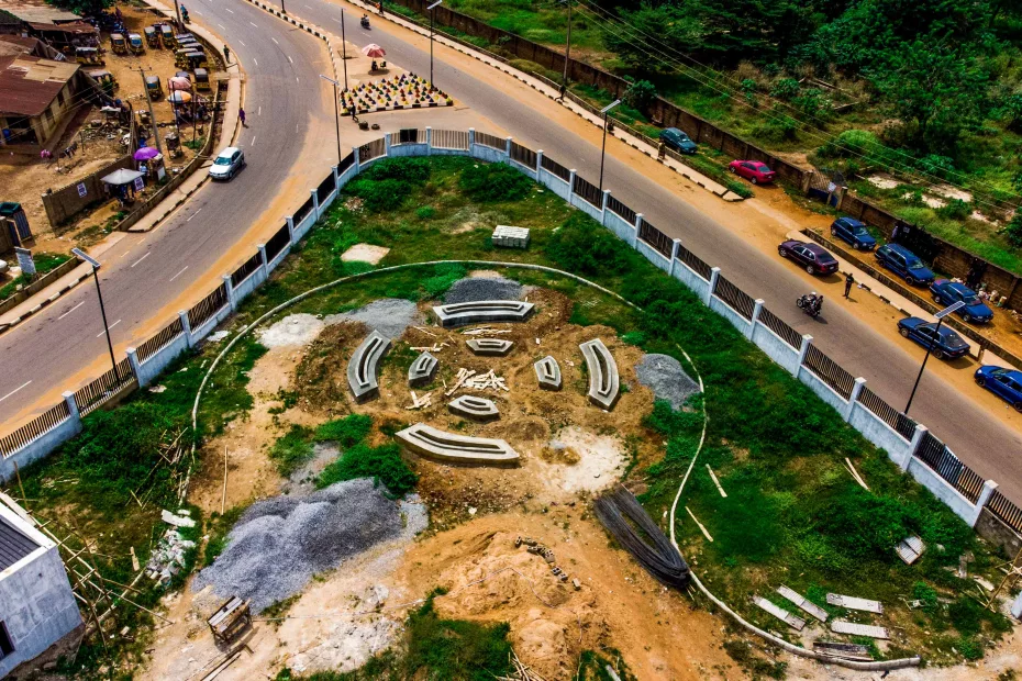 Picture of the construction of Dr Omololu Olunloyo Park, Ibadan taken on 21st November 2023