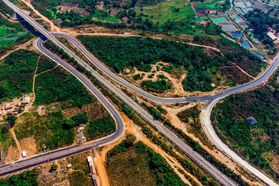 Picture of the completed rehabilitation of the 10.3 km Ido-Omi Adio Road taken on 24 December 2023