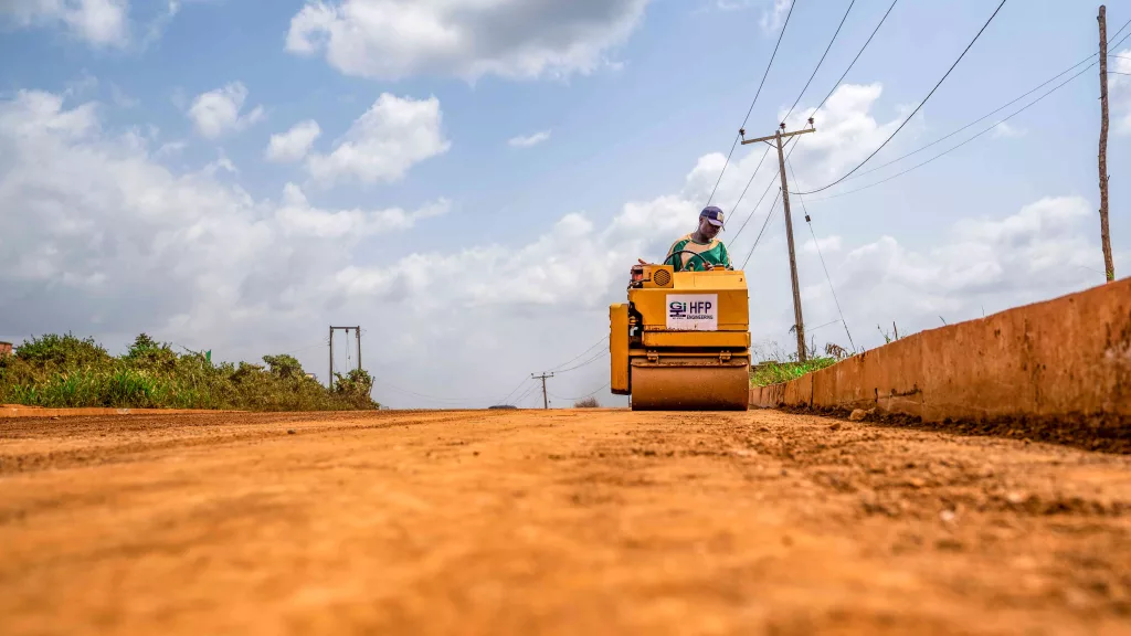 Picture of the reconstruction of the 48 km Ido-Eruwa Road taken on 1 December 2023
