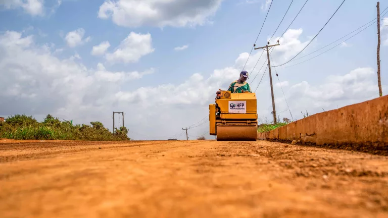 Picture of the reconstruction of the 48 km Ido-Eruwa Road taken on 1 December 2023