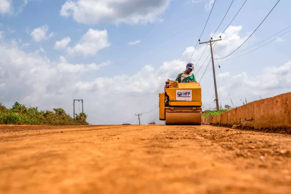 Picture of the reconstruction of the 48 km Ido-Eruwa Road taken on 1 December 2023