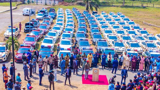 Oyo State Government pays health insurance for an additional 100,000 vulnerable persons in the State under SAfER and more. 9 security vehicles 2 jpg
