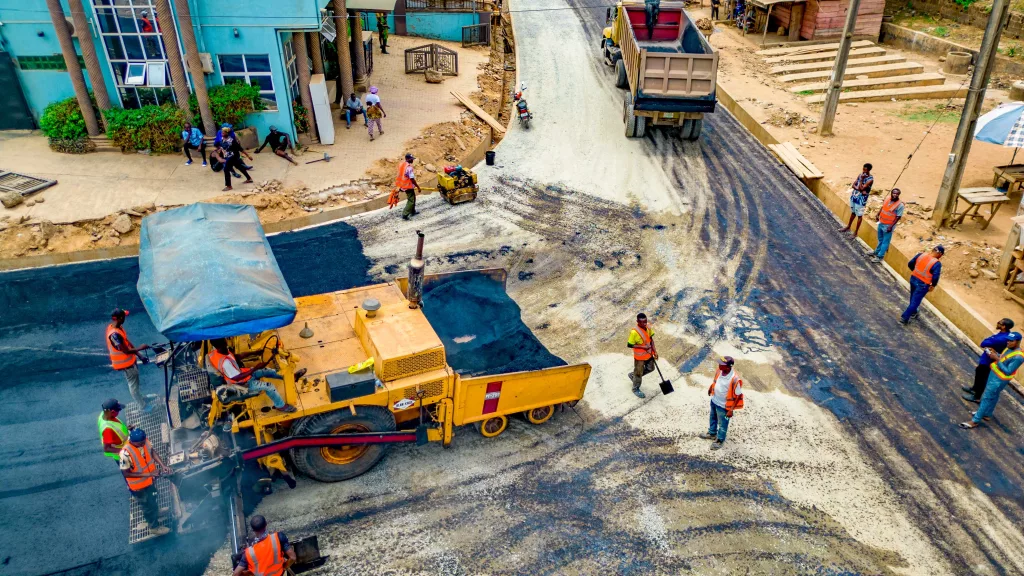 Picture of the reconstruction of the 6.45 km Olodo Garage-Kasumu-Ajia Junction linking Erunmu-Egbeda Road taken on 15 March 2024