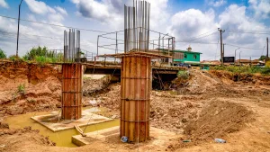 Picture of the IUFMP construction of a bridge on Ona River, Odo Ona Apata area by St Paul's Church taken on 2 April 2024