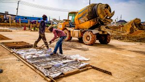 The construction of Terminals 1 and 2 of the Iwo Road Bus Interchange taken on 3 June 2024