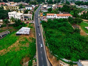 Completed reconstruction of Completed reconstruction of the road from Iyaganku-NUJ Press Centre Junction taken on 9 July 2024