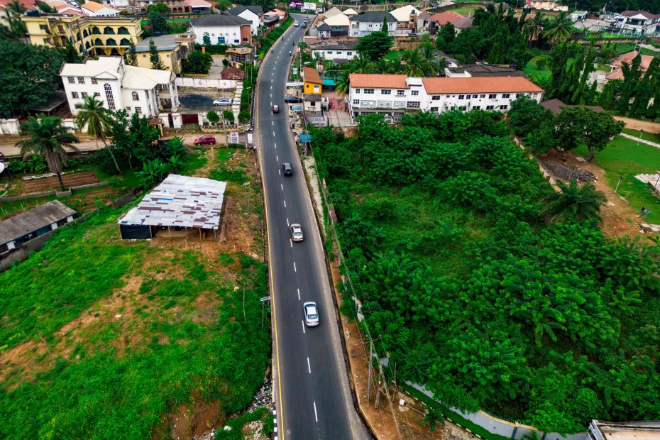Completed reconstruction of Completed reconstruction of the road from Iyaganku-NUJ Press Centre Junction taken on 9 July 2024