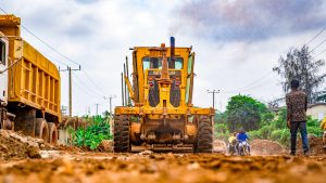 Picture of the ongoing reconstruction of the 1.34 km Wofun Junction-Rail Line, along Wofun/Kute Road taken on 24 July 2024