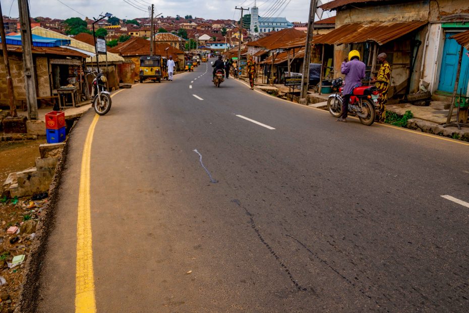 Picture of the completed reconstruction of Idi Arere-Kudeti-Eleta-Idi Aro-Labo Junction-Orita Aperin Road (2.8 km) taken on 9 July 2024