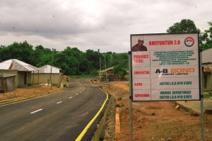 Picture of the completed reconstruction of Ado Awaye/Abeokuta Road Junction-Psaltry International Limited-Alayide Village Road (2.5 km) LG Project taken on 21 August 2024