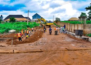 Picture of the resumed reconstruction of the 45.3 km Saki-Ogbooro-Igboho Road Project taken on 20 August 2024
