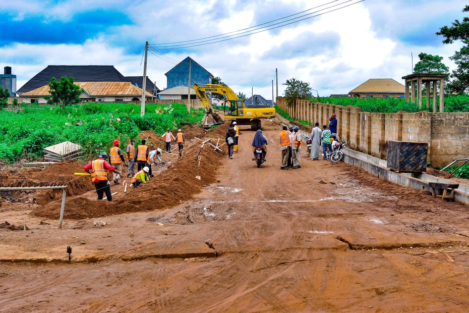 Picture of the resumed reconstruction of the 45.3 km Saki-Ogbooro-Igboho Road Project taken on 20 August 2024