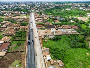 A picture of the 8.3 km Akobo-Ojurin-Olorunda Abaa Road Dualisation taken on 27 September 2024