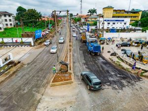 Picture of the ongoing rehabilitation of 15.53 km UI-Bodija Market-Secretariat-Total Garden-Beere Roundabout Road taken on 4 October 2024