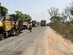 Picture of the ongoing limited rehabilitation of the 83.83 km Saki-Iseyin Road taken on 4 March 2025