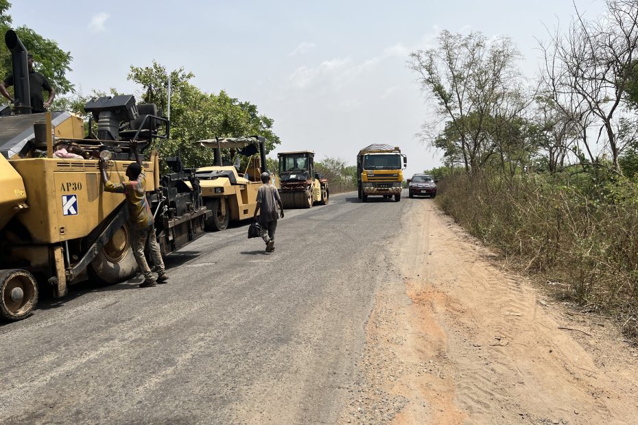 Picture of the ongoing limited rehabilitation of the 83.83 km Saki-Iseyin Road taken on 4 March 2025