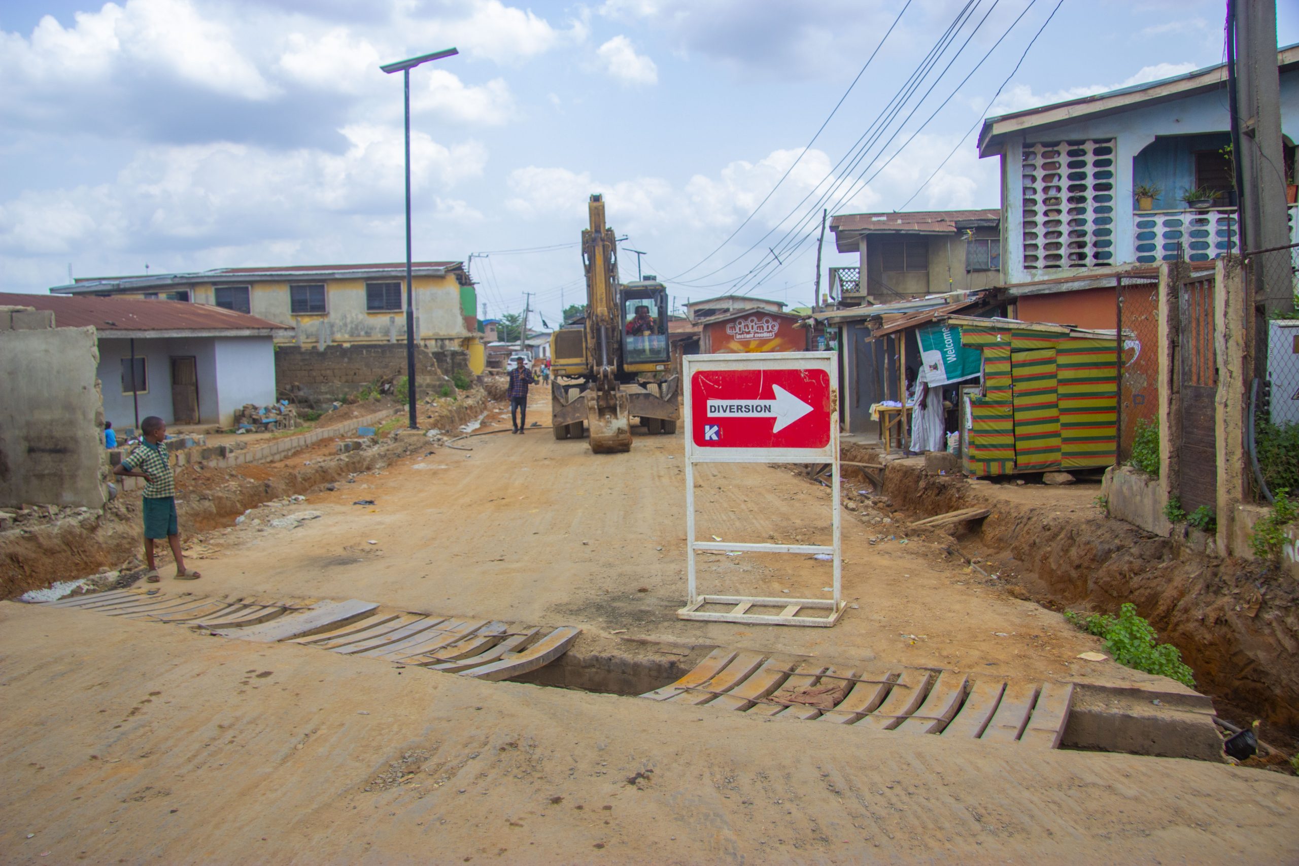 Ongoing reconstruction of the 3.45 km Bodija Ojuirin-Ashi Basorun Road with a spur to Ojoo 4 Ongoing reconstruction of 3.45 km road from Ojuirin, Bodija to Ashi Basorun, taken on 9 May 2025