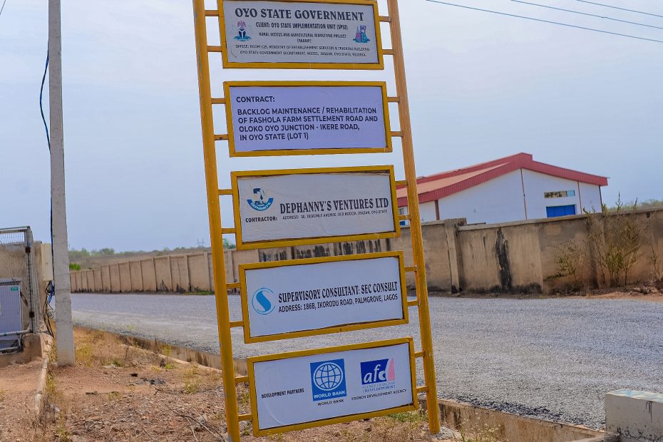 The Ongoing Rehabilitation of the Fasola Farm Settlement Road (8.43 km) in Oyo West LGA under RAAMP 1 the Ongoing Rehabilitation of the Fasola Farm Settlement Road (8.43 km) under RAAMP, taken in January 2026