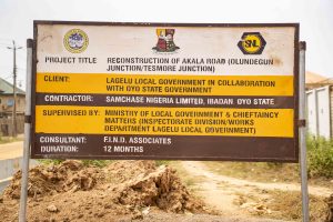 Reconstruction of 3.79 km Akala Road (Olundegun Junction/Tesmore Junction) by Lagelu Local Government Council taken in February 2026