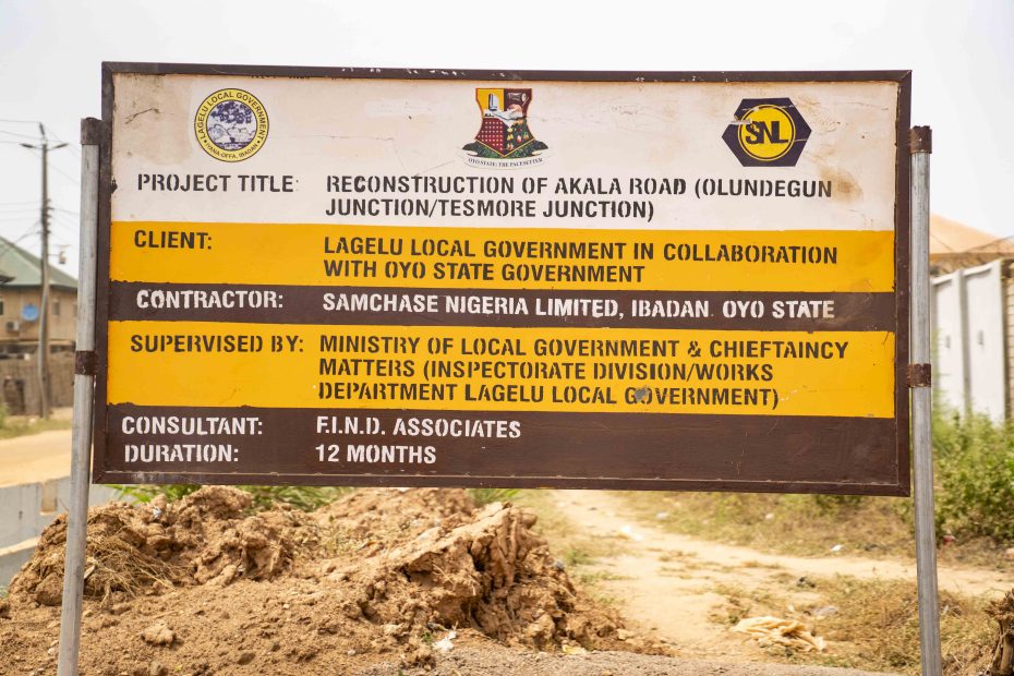 Reconstruction of 3.79 km Akala Road (Olundegun Junction/Tesmore Junction) by Lagelu Local Government Council taken in February 2026